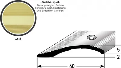 Produktbild von Ausgleichsprofil / Anpassungsprofil "Creston",  Ausgleich: 2 - 16 mm, 40 mm breit, Aluminium eloxiert, gebohrt / selbstklebend-goldfarbig-1000-gebohrt