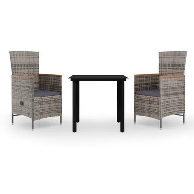 Immagine prodotto di vidaXL Set da pranzo da giardino 3 pezzi con cuscini, grigio