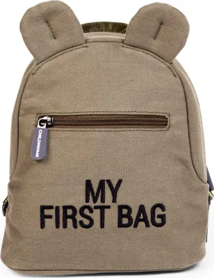 Produktbild von CHILDHOME, Kinderrucksack Baby, Schule, Kindergarten, Vorschule, Kinderkrippe, Zwei Fächer, Lunchbag/Flaschen geeignet, Abnehmbare Sicherheitsschnalle, Wasserabweisend, My First Bag, Khaki