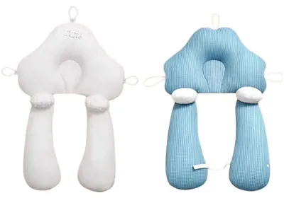 Immagine prodotto di Cuscino per neonati Zimilo, ergonomico e regolabile, design reversibile, cuscino anti-plagiocefalia con poggiabraccia, utilizzabile in tutte le stagioni, bianco e blu