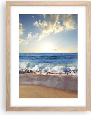 Produktbild von Gerahmtes Poster - Rahmen in heller Eiche - Meer Ufer Wasser - 30x40 cm - Wand Bild - Wanddeko - Wandbilder - Kunstposter - Wandposter - Bilderrahmen - Bilder - Kunstdruck - Wandbild - P2NPA30x40-3551