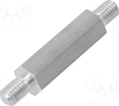 Immagine prodotto di 10 distanziatori filettati con filettatura esterna da 25 mm, filettatura interna M5, esagonali, dimensioni 438x25 mm
