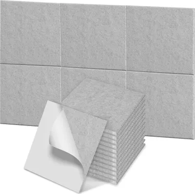 Produktbild von JOIEYOU 12 Stück Flaches Selbstklebend Akustikpaneele 30x30cm Schalldämmung Polyesterfaser Schallschutz Wandpaneele Akustikplatten Akustische Wandverkleidung für Studio Büro Schlafzimmer (Grau)