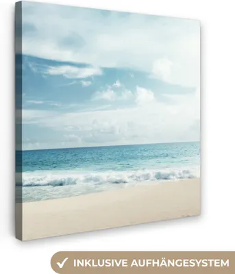 Produktbild von MuchoWow® - Leinwandbilder - Strand - Meer - Sommer, Wandbild, Wanddeko Bilder Wohnzimmer, 90x90 cm