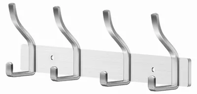 Wandhaken mit 4 Haken, Edelstahl, 10 kg Belastbarkeit, silber