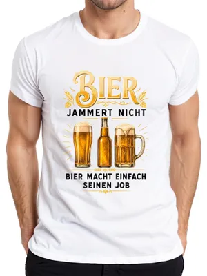 Zdjęcie produktu dla Koszulka męska "Bier jammert nicht" (Piwo się nie narzeka), biała, rozmiar L