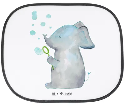Produktbild von Mr. & Mrs. Panda Sonnenblende Auto Elefant Seifenblasen - Weiß - Geschenk, Sonnenschutz Fenster, Liebesspruch, Liebe, Lustige Sprüche, Heimat, Elefanten, autofenster