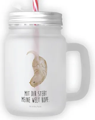 Produktbild von Mr. & Mrs. Panda Glas Otter Kopfüber - Transparent - Geschenk, Verknallt, Cocktailglas, Niedlich, Trinkgefäß, Seeotter, mit deckel, Und Strohhalm, Verliebt, Liebe