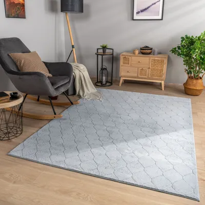 Produktbild von TT Home Wohnzimmer Teppich Esszimmer Kurzflor Geometrische Optik Skandi Boho Unifarben Größe 80x150 cm