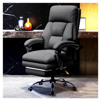 Produktbild von Bürostuhl mit Beinstütze, Chefsessel mit Rollen, Computer-Gaming-Stuhl mit hoher Rückenlehne, verstellbarer ergonomischer Arbeitsstuhl mit Neigungsfunktion für das Homeoffice
