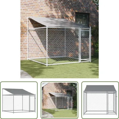 Obrázek produktu pro The Living Store Bouda pro psy se střechou a dveřmi Šedá 2x2x2 m Pozinkovaná ocel