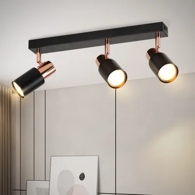 Zdjęcie produktu dla ZMH reflektor sufitowy 3 płomienie LED lampa sufitowa GU10 355° obrotowy reflektor ścienny czarny nowoczesny korytarz do kuchni salon sypialnia (bez żarówki)