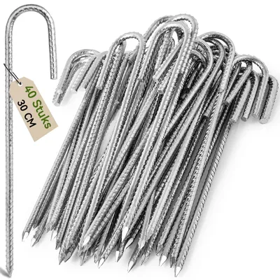 Produktbild von Schwere Trampolin-Zeltanker Erdanker - 30 cm verzinkter Stahl (40 Stück)