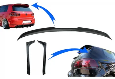 Imagen del producto de Alargador de alerón trasero y alerón para las ventanas traseras, para VW Golf 6 GTI R MK6, modelo 2008-2012, color .