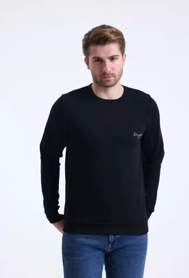 Produktbild von Sweatshirt Herren Royyen Model 965 mit Print Rundhalsausschnitt – SCHWARZ / 2XL
