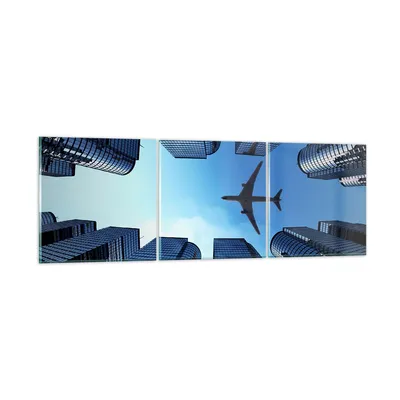 Produktbild von Bilder auf glas - Himmel Stadt Agglomeration Wolkenkratzer - 90x30cm - Glasbilder - Wandbilder - Kunstdruck - Wanddekoration aus Glas - Glas Bilder - Wandbild auf Glas - GCA90x30-2556