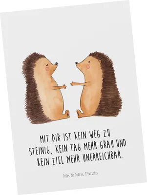 Produktbild von Mr. & Mrs. Panda Postkarte Igel Liebe - Weiß - Geschenk, Hochzeitstag, Verlobung, Freundin, Liebesgeschenk, Einladungskarte, Freund, Jahrestag, Einladung Geburtstag