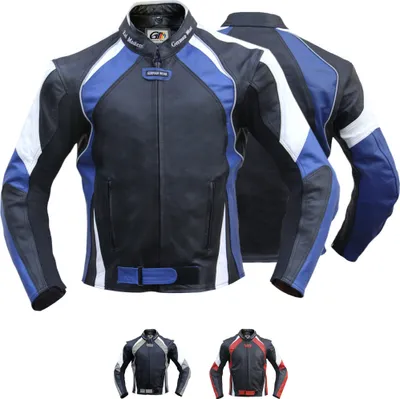 Produktbild von Lederjacke Motorradjacke Rindsleder Kombijacke , Größe:48/S, Farbe:Blau