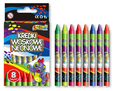 Produktbild von Kredki woskowe neonowe Dino 8 kolorów Penmate