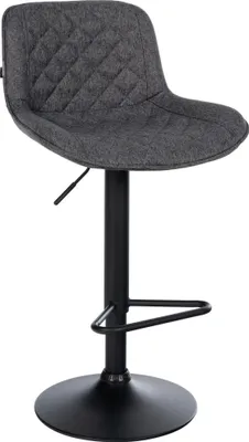 Produktbild von Barhocker KUHAR - Stoff Schwarz 50x52x84 cm | Barstuhl Höhenverstellbar Mit Lehne Drehbar Tresenhocker Tresenstuhl Kneipenhocker Kneipenstuhl