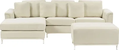 Produktbild von BELIANI Ecksofa Beige Polsterbezug L-Förmig Rechtsseitig Modern Zierkissen Ottomane Wohnzimmer