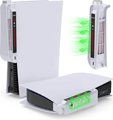 Produktbild von PS5 Konsole Kühlgebläse, 3 stufig einstellbare Geschwindigkeit USB externer Host Lüfter Kühler für die PS5 Konsole, mit Turbo-Lüfter und LED Anzeige