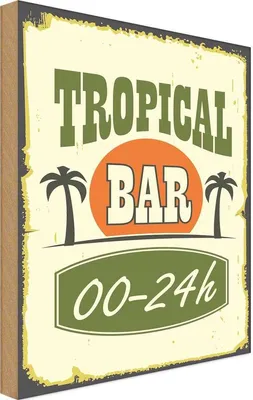 Produktbild von vianmo Holzschild 18x12 cm Alkohol Tiki Bar 00 - 24 h Essen Trinken