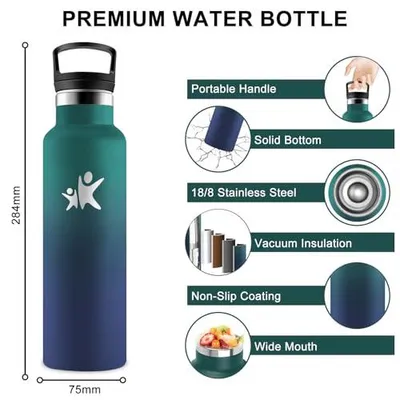 Produktbild von Trinkflasche Edelstahl 750ml, Isolierflasche BPA-frei, Wasserflasche mit