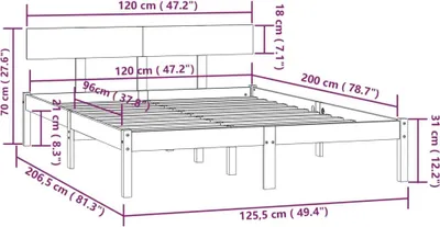 Produktbild von vidaXL Massivholzbett Schwarz Kiefer 120x200 cm