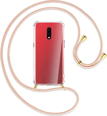 Produktbild von Handykette Backcover-Schutzhülle mit Band (Metall goldfarben) für OnePlus 7 - rose peach