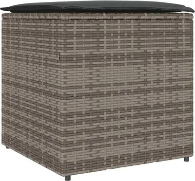 Immagine prodotto di vidaXL Scatola per cuscini con contenitore grigio 50 x 50 x 50 cm in poly rattan