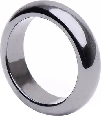 Produktbild von Ring aus echtem Hämatit grau dunkelgrau glatt rund Hämatitring Steinring Uni, Ringgröße:Innenumfang 64mm  Ø20.4mm