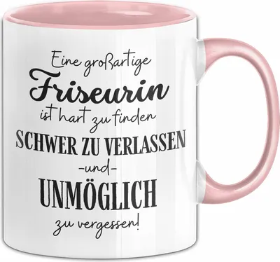 Produktbild von Friseurin Abschied Geschenk Tasse Abschiedsgeschenk für Friseurin Hart Zu Finden Schwer Zu Verlassen (Rosa)