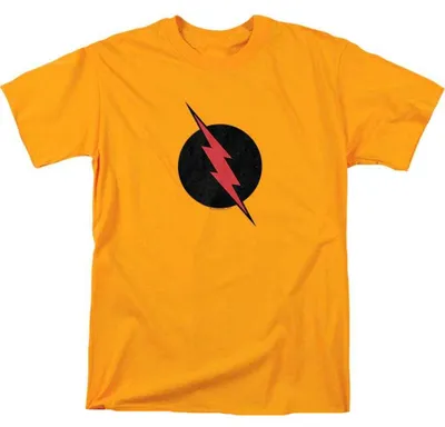 Image de T-shirt unie pour adultes, modèle "Reverse Flash", avec logo, de la collection Justice League (référence TV40662), taille 3XL, couleur or