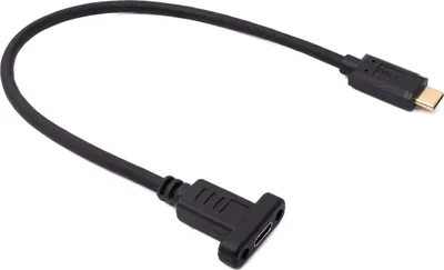 Produktbild von SYSTEM-S USB 3.1 Kabel 30 cm Typ C Stecker zu Buchse Schraube Adapter in Schwarz