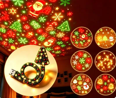 Produktbild von Christmas Tree Ceiling Projector, Plug and Play Christmas Projector,Weihnachtsprojektor mit 6 Motivfolien,Wand Und Weihnachtsdeko Innen