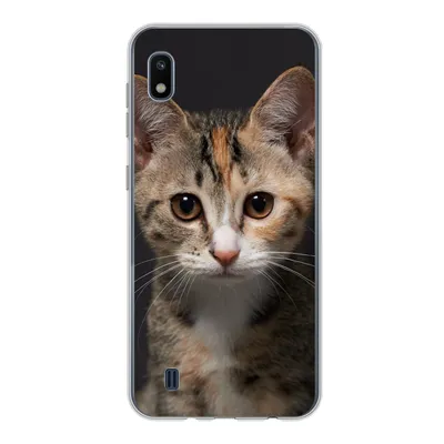 Produktbild von MuchoWow® Handyhülle Schutzhülle Hülle für Samsung Galaxy A10 Katze - Schwarz - Porträt Silikon Softcase Handy Hülle - Schutzhülle