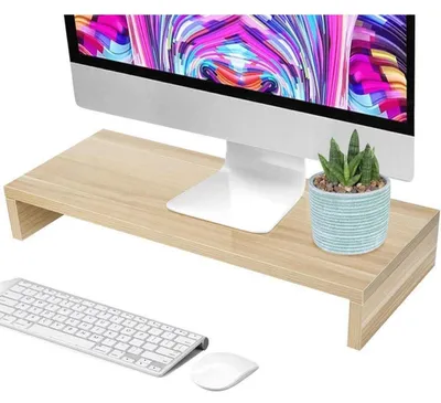 Produktbild von Monitorständer Holz Monitor Erhöhung Bildschirmständer Laptop Schreibtisch Organizer 50 x 20 x 7,6 cm Holzfarbe