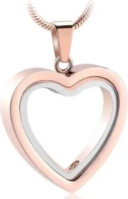 Produktbild von Luxe Ashanger mit Kette (55 cm) für Asche, Haare oder Parfum - Gedenkschmuck - Inkl. Asfüllhilfe und Aufbewahrungstasche - Offenes Roségold