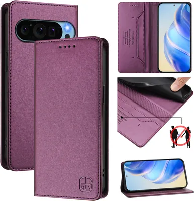 Produktbild von Lederhülle für Google Pixel 10 Pro XL Hülle Flip Brieftasche Kartenfächern Ständer Schutzhülle Lila