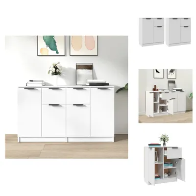 Zdjęcie produktu dla vidaXL Kredensy 2 szt. Biały 60x30x70 cm Materiał drewnopochodny - Kredensy