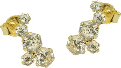 Produktbild von Paar Ohrstecker Ohrring 12x6mm Bogen je 5 Zirkonia aus 9Kt 375 Gold Gelbgold
