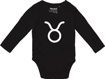 Produktbild von Huuraa Baby Body Stier Sternzeichen Zeichen 62 Black  Baumwolle Fairtrade Langarmbody Geschenkidee