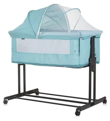 Productafbeelding van Chipolino Bijzetbed 2-in-1 Zen, reisbedje, muggennet, matras, wielen, rem, turquoise