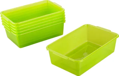Image de Panier de rangement 25 x 16 x 7 cm, 1,8 l, lot de 6 – Panier polyvalent en plastique robuste (sans BPA) – Boîtes de rangement pour la cuisine et la salle de bains – Panier de rangement