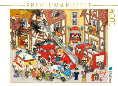 Produktbild von CALVENDO Puzzle Feuerwehr in meinem Dorf | 1000 Teile Lege-Größe 64x48cm Foto-Puzzle für glückliche Stunden
