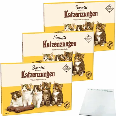 Produktbild von Sarotti Katzenzungen Vollmilchschokolade 3er Pack (3x100g Packung) + usy Block