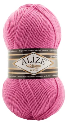 Alize Superlana Klasik unifarben 100g Strickgarn Strickwolle 25% Wolle, 178 bubblegum