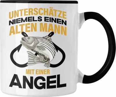 Produktbild von Trendation - Angler Tasse Geschenk Männer Sprüche Lustig für Fischer Geschenkidee Angeln Becher (Schwarz)