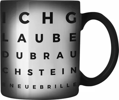 Produktbild von Trendation - Optiker Geschenk Farbwechsel Zauber-Tasse Augenarzt Lustiger Spruch Augenarztpraxis Geschenke Optikerin Meister (Schwarz)